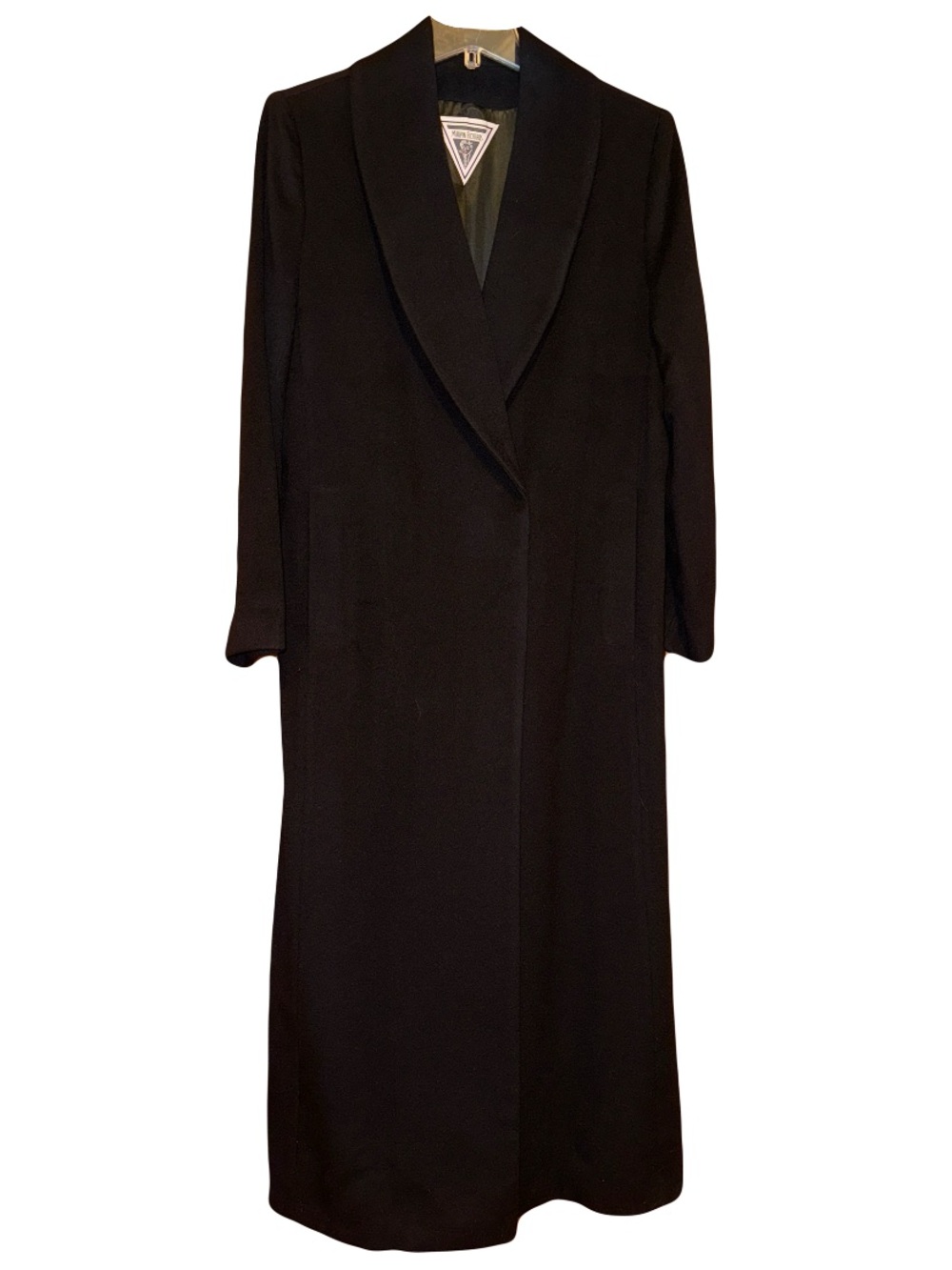 Vintage 100% Cashmere Long Black Trench Coat
